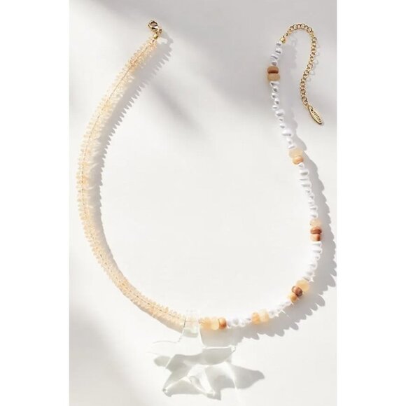 ANTHROPOLOGIE Starfish Pendant Beaded Necklace in Pink NWT - Picture 1 of 4